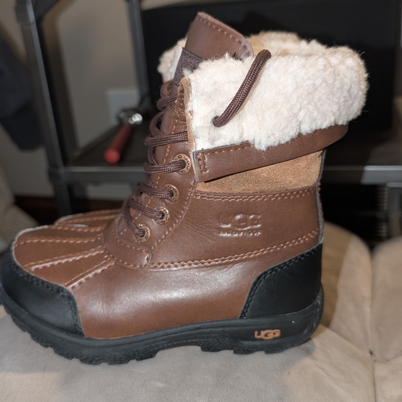 UGG Girl Brown and Black 100% Leather Boot